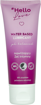 Różowo-fioletowa tuba lubrykantu #Hello Love, wodny żel intymny z pH balanced, widok z przodu.