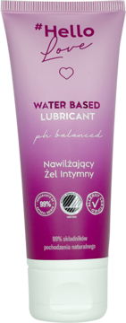 Różowo-fioletowa tuba lubrykantu #Hello Love, wodny żel intymny z pH balanced, widok z przodu.