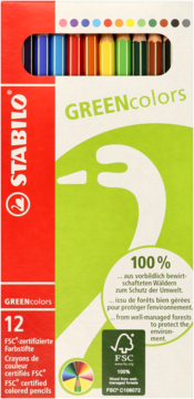 STABILO GreenColors ,kredki ołówkowe, drewniane, 12 kolorów,przód