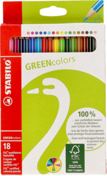 STABILO GreenColors ,kredki ołówkowe, drewniane, 18 kolorów,przód