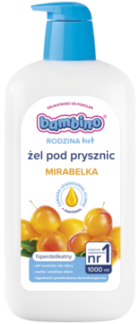 BAMBINO Rodzina ,żel pod prysznic dla dorosłych i dzieci 3+, hiperdelikatny, zapach Mirabelki,przód