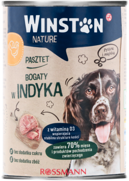 WINSTON Nature ,karma pełnoporcjowa mokra dla dorosłych psów, z indykiem,przód