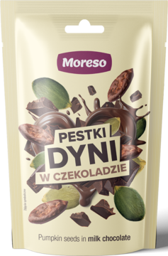 MORESO Quick Choco ,pestki dyni w belgijskiej czekoladzie, prażone,przód