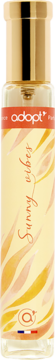 Adopt' Sunny Vibes energetyzująca woda perfumowana dla kobiet, butelka ze złotą nakrętką i wzorem liści.