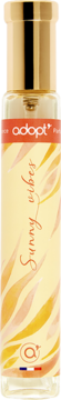 Adopt' Sunny Vibes energetyzująca woda perfumowana dla kobiet, butelka ze złotą nakrętką i wzorem liści.