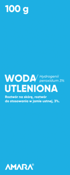 Amara Woda Utleniona 100g, Hydrogenii peroxidum 3%, niebieskie opakowanie, roztwór na skórę i do jamy ustnej.
