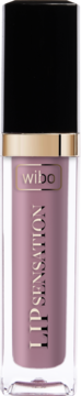 WIBO Lip Sensation błyszczyk, odcień nr 12, pudrowy róż, przezroczyste opakowanie z czarnym korkiem, widok z przodu.