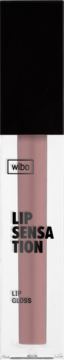 Błyszczyk WIBO Lip Sensation nr 12, odcień pudrowego różu, XXL formuła z kwasem hialuronowym, widok z przodu.