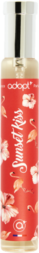 Adopt' Sunset Kiss woda perfumowana, czerwona butelka z różowymi flamingami i kwiatami, widok z przodu.