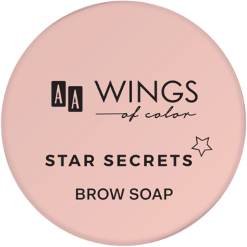 AA Wings of Color Star Secrets Brow Soap w jasnoróżowym okrągłym kompakcie, widok z przodu.