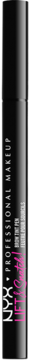 NYX Professional Makeup The Brow Glue w czarnej tubce, profesjonalny żel do brwi z różowym logo, widok z przodu.