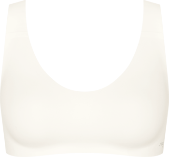 Kremowy biustonosz braletka Sloggi Zero Feel Core, bezszwowy i gładki, z miękkiej mikrofibry, widok z przodu.