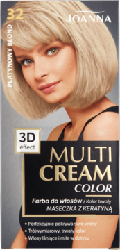 Farba do włosów Joanna Multi Cream Color 32 Platynowy Blond z keratyną i 3D efektem.