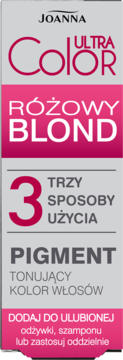 Joanna Ultra Color Różowy Blond pigment w pionowym, szaro-różowym opakowaniu z dużą cyfrą 3, widok z przodu.