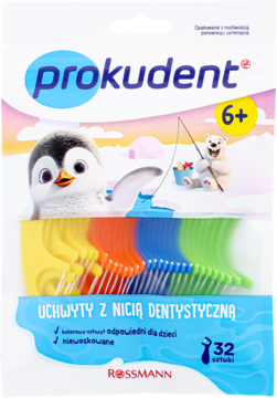 PROKUDENT Junior ,uchwyty z nicią dentystyczną, 6+,przód