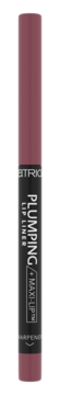 Bordowa konturówka Catrice Plumping Lip Liner, stojąca pionowo, z wbudowaną temperówką. Widoczny pionowy napis.