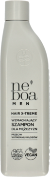 Szampon Neboa Men Hair X-Treme w szarej butelce, widok z przodu. Wzmacniający, przeciw wypadaniu włosów.