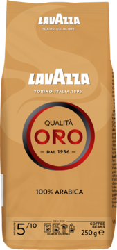 LAVAZZA Qualita Oro ,kawa ziarnista, palona, 100% Arabica,przód