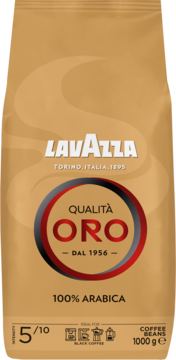 LAVAZZA Qualita Oro ,kawa ziarnista, palona, 100% Arabica,przód
