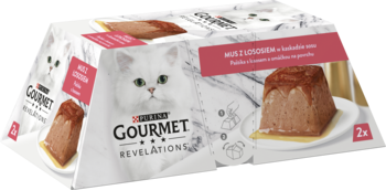 PURINA GOURMET Revelations ,karma pełnoporcjowa mokra dla dorosłych kotów, 2x mus z łososiem,przód