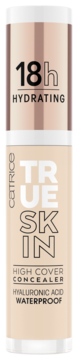 Catrice True Skin High Cover Concealer 18h hydrating z kwasem hialuronowym w beżowej tubce, widok z przodu.