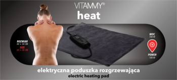 VITAMMY Heat ,poduszka elektryczna, rozgrzewająca, rozm. 40x30 cm, Grey Black,przód