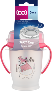 LOVI 360° ,kubek 250ml, 9m+, Różowy,przód