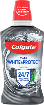 COLGATE Plax White & Charcoal,płyn do płukania jamy ustnej,przód
