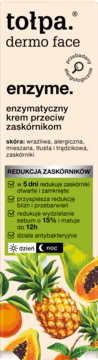 Tołpa dermo face enzyme: enzymatyczny krem na zaskórniki, matujący do 12h. Opakowanie z tropikalnymi owocami.