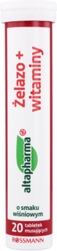 ALTAPHARMA ,tabletki musujące, Żelazo i Witaminy o smaku Wiśniowym, suplement diety,przód