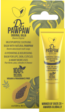 Dr. PawPaw Original Balm, wielozadaniowy balsam z naturalną papają, w żółtej tubce i pudełku, widok z przodu.