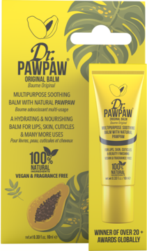 Dr. PawPaw Original Balm, wielozadaniowy balsam z naturalną papają, w żółtej tubce i pudełku, widok z przodu.
