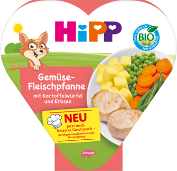 HIPP BIO od pokoleń ,danie gotowe, Jarzynki z ziemniakami i delikatnym schabem, 1rż+,przód