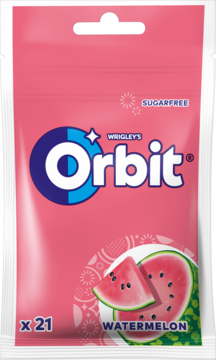 WRIGLEY'S ORBIT Watermelon ,guma do żucia, w drażetkach, o smaku arbuzowym, bez cukru,przód