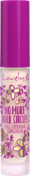Lovely No More Dark Circles intensywnie kryjący korektor w tubce z fuksjową nakrętką i kwiatami, przód.