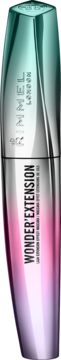 Rimmel Wonder’Extension mascara w butelce turkusowo-różowej z metalicznym wykończeniem, widok z przodu.