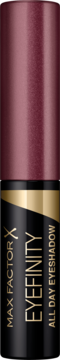 Max Factor Eyefinity 09 Sultry Burgundy, metaliczny cień do powiek w burgundowo-czarnej butelce, widok z przodu.