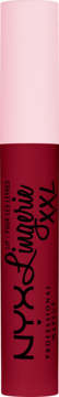 NYX Lingerie XXL płynna pomadka w tubce: jasnoróżowa góra, burgundowy dół z pionowym napisem.