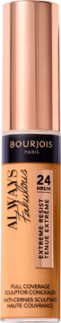 Bourjois Always Fabulous korektor Full Coverage w beżowej butelce z miedzianą zakrętką, widok z przodu.