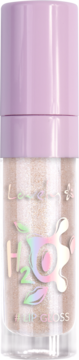 H2O Lip Gloss z efektem mokrego połysku, w przezroczystym opakowaniu z błyszczącą zawartością i liliową nakrętką.