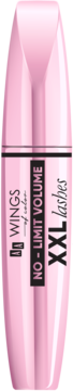 Różowy tusz do rzęs Wings of Color XXL Lashes z napisem No-Limit Volume, pionowy widok.