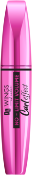 Różowa maskara Wings of Color z napisem No-Limit Volume i Curl Effect, widok pionowy od przodu.