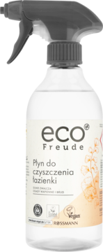 Eco Freude naturalny płyn do czyszczenia łazienki w przezroczystej butelce ze spryskiwaczem, front.
