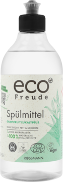 Płyn do naczyń ROSSMANN eco Freude Grejpfrut Eukaliptus, 100% naturalny skład, bez mikroplastiku, przezroczysta.