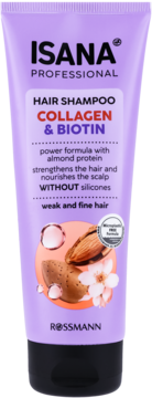ISANA PROFESSIONAL Collagen & Biotin ,szampon do włosów słabych i cienkich, z kolagenem i biotyną,przód