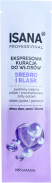 ISANA PROFESSIONAL ,kuracja do włosów, ekspresowa, do włosów białych, szarych i blond, Srebro i Połysk,przód