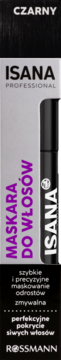 Isana Professional czarna maskara do włosów, widok z przodu, na jasnym tle. Maskuje odrosty i siwe włosy.