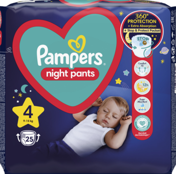 PAMPERS Night Pants ,pieluchomajtki, 4, 9-15 kg,przód
