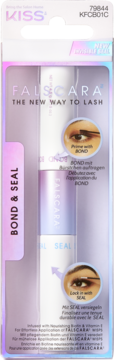 Kiss Falscara Eyelash Bond & Seal kit w pionowym opakowaniu, biało-fioletowe z widocznymi tubami Bond i Seal.