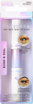 Kiss Falscara Eyelash Bond & Seal kit w pionowym opakowaniu, biało-fioletowe z widocznymi tubami Bond i Seal.